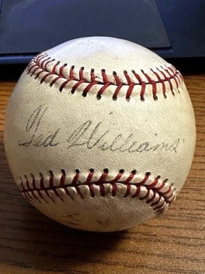 TED WILLIAMS 7 SIGNED AUTOGRAPHED TED WILLIAMS SPEED BALL BASEBALL!  1950's SIG! - Image 1 of 3