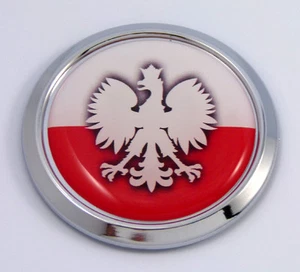 Poland Polish Round Flag Car Chrome Decal Emblem bumper Sticker bezel badge - Imagen 1 de 1