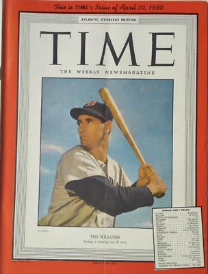 Time Magazine 1950 TED WILLIAMS "Baseball Boston DiMaggio Stan musial No Label - Image 1 of 2
