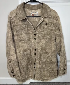 ANTHROPOLOGIE Pilcro Shirtjacke Damen M beige The Fielder gesteppt distressed - Bild 1 von 10
