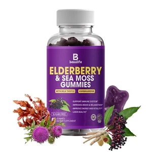 60pcs Elderberry Gummies, with Vitamin,Milk Thistle, Ashwagandha,Elderberry - Picture 1 of 23