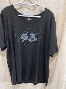 Princess Cruise Line T-shirt XXL Sparkle Flower Top Black Sparkle Crystal Design - Picture 1 of 10