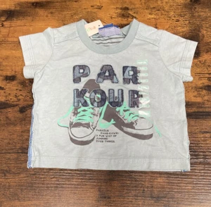 Naartjie Baby Boys Blue 100% Cotton Short Sleeve Tee Shirt Top Parkour 3-6M - Picture 1 of 4