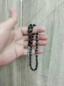 Old Coral Rosary Silver 33 سبحة يسر حجازي تنزيل و الشرابة فضة فاير فواصل فيروز - Picture 1 of 21
