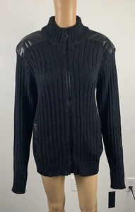Neu mit Etikett Xray schwarzer Strickpullover mit durchgehendem Reißverschluss und langen Ärmeln Stehkragen für Herren Größe Large $ 78 - Bild 1 von 7