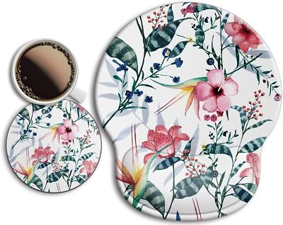 Ergonomic Mouse Pad with Gel Wrist Support Rest w/Coaster Non-Slip & Pain Relief - Image 1 of 4