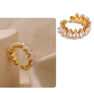 Solid Jewelry Antique Cubic Zircon 18k Yellow Gold Plated Luxury Ring\Bracelet - Picture 1 of 21