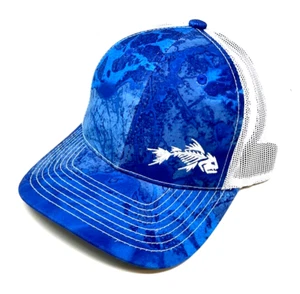 REALTREE BONEFISH FISHING BLUE WHITE CURVED BILL MESH TRUCKER SNAPBACK HAT CAP - Picture 1 of 4