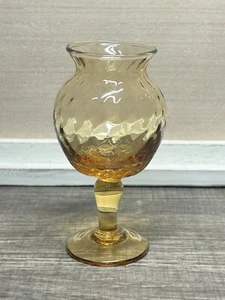Vintage Mini Empoli Amber Glass Optic Swirl Footed Cordial Snifter Glass 4" H57 - Picture 1 of 8