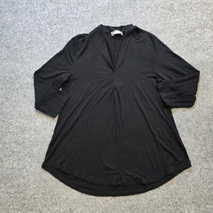 Alembika Top Womens Size 3 Black 3/4 Sleeve Stretch Lagenlook Boxy Tunic Casual - Picture 1 of 11