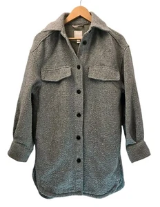 H&M Oversized Pockets Boucle Shacket Jacket Size 8 10 12 Green - Picture 1 of 16