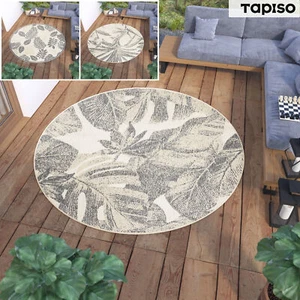 Alfombra redonda exterior interior gris crema balcón cocina aspecto moderno 3D ECOTEX - Imagen 1 de 28