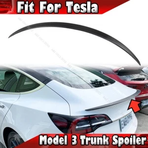17-23 Matte Black Fits Tesla Model 3 Sedan Rear Trunk Spoiler P Type - Picture 1 of 8