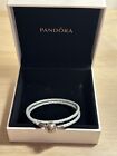 Pandora Double Woven Silver Leather Bracelet, 35cm, Good Condition