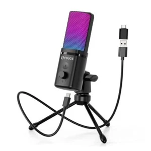 Gaming USB Microphone for PC,RGB Condenser Computer Mic with Mic with tripod - Picture 1 of 7