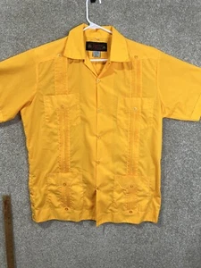 Yucateca Shirt Mens Size 40 Color Yellow Short Sleeves Pockets Design Button Up - Picture 1 of 9