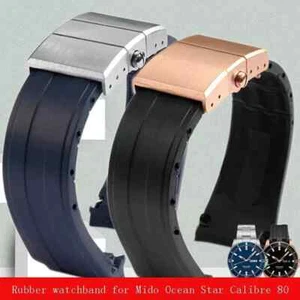Correa de reloj de goma de 22 mm para pulsera Mido Ocean Star calibre 80 hebilla plegable - Imagen 1 de 32