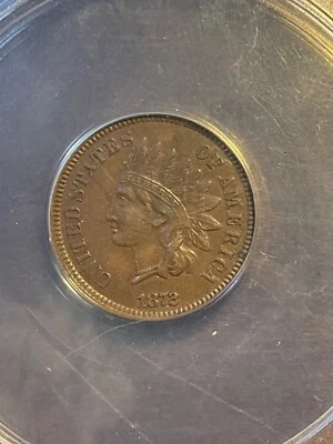 ANACS AU50 1872 INDIAN HEAD CENT VERY NICE FOR THE GRADE PERFECT COLOR - Image 1 of 3