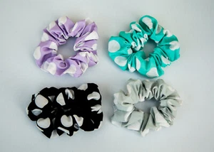 Volleyball Sport Hair Scrunchies 4 Pack Cotton Elastic Hair Bands Scrunchy Hair - Picture 1 of 4
