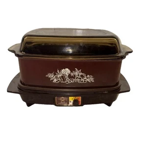 West Bend VTG Slow Cooker 8813 S Brown Amber Lid 5 Settings TESTED Works - Picture 1 of 12
