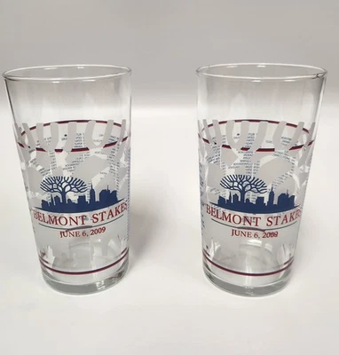 2009 Belmont Stakes Racing Glasses Collecter set of 2 - Image 1 of 3
