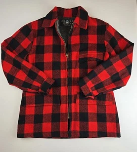 Vintage Swanndri Wool Mackinaw Jacket Full Zip Red Black Check NZ Made XOS 106cm - Picture 1 of 11