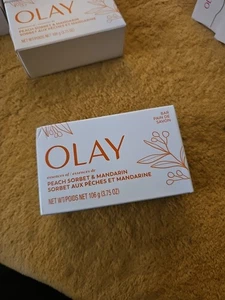 Olay Bar Seife Essenzen von Pfirsich Sorbet & Mandarine Menge (4) Versiegelt Neu - Bild 1 von 6