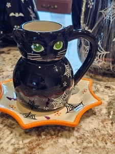 Temp-tations Seasonal 16-oz Mug and Plate Set - Black Cat - Halloween - Picture 1 of 6