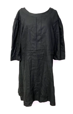 Vestido Banana Republic Midi Negro Lino Manga Corta Talla 18 Cremallera Resort Foto 1 de 4