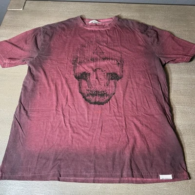 Camiseta Eleven Paris Hombre XL Borgoña Desvanecida Calavera Gráfico Top Logo Foto 1 de 4