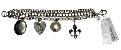 Maximal Art John Wind Charm Pulsera Tono Plata 3 Cadenas Medallón Algodón Perla Foto 1 de 4