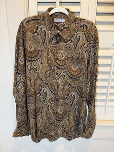 Bullock & Jones Mens Large Wool Blend Paisley Long Sleeve EUC - Picture 1 of 12