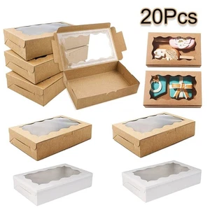 Caja de papel Kraft transparente ventana abierta 10/20 piezas para hornear postres caja boda - Imagen 1 de 15
