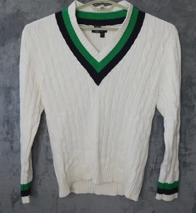 J Peterman Sweater Men's M Tennis Cable Knit V Neck Australia Cotton - Picture 1 of 7