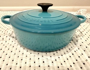 Risotto Le Creuset Cocotte 24 cm 9,5" 3,5 qt ghisa smaltata blu caraibica - Foto 1 di 12