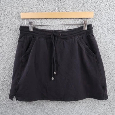 Saia curta feminina Green Tea média preta com cordão cintura elástica - Imagem 1 de 4