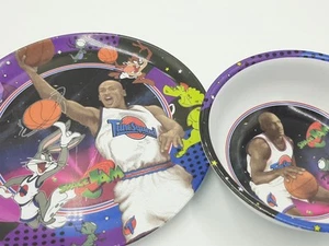 Space Jam 1996 Warner Bros Plastic Plate & Bowl Michael Jordan Bugs Bunny USED - Picture 1 of 10