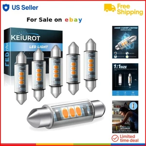 LED Festoon Light Bulb 44mm Warm White 12V Cabinet RV Refrigerator 6 Pack - Picture 1 of 8