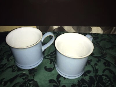 Raro juego de 2 tazas de café Denby England azul difícil de encontrar Foto 1 de 2