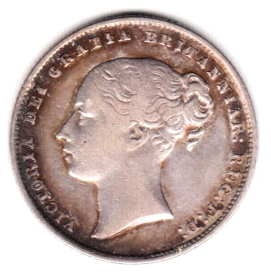 1864 Great Britain Queen Victoria  Sterling Silver Shilling  Die #68 - Image 1 of 2