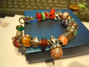 Trollbeads Plata de Ley Cuentas de Vidrio Dijes Pulsera Cierre Flor 8" - Imagen 1 de 10