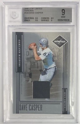 Dave Casper 2006 Leaf Limited Football Game Worn PRIME Jersey Graded BGS 9 #/50 - Image 1 of 4