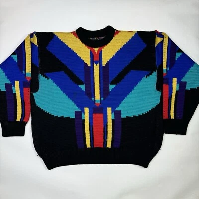 Coogi Sweater Mens Size Large Vintage 90s Multicolor Knit Crewneck 100% Wool - Image 1 of 4