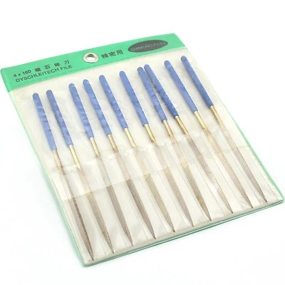 10Pcs 6" inch 160MM x 4MM TRIANGLE Diamond Coated Needle Files Titanium Filing - Image 1 of 4