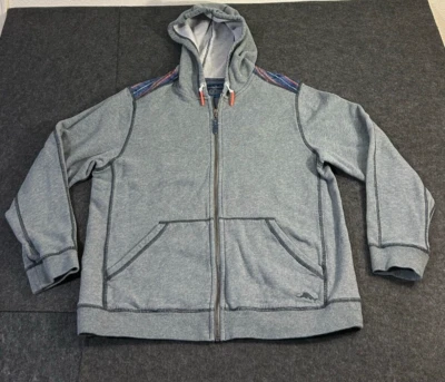 Tommy Bahama Pendleton Island Serape 条纹拉链连帽衫灰色男式 M 码 — 第 1/4 张图片