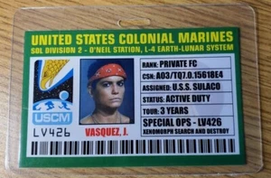 Aliens ID Badge-Colonial Marines Private FC Vasquez Cosplay Prop Costume - Picture 1 of 2
