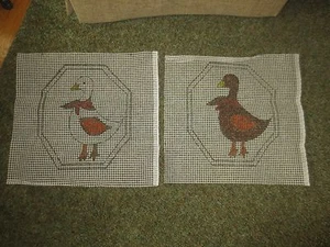 2 Enten Riegelhaken NUR LEINWÄNDE - 11,75" x 13,75" achteckiges Design + Bordüren - Bild 1 von 1