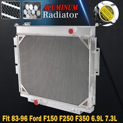 4 Row Aluminum Radiator For 1983-1996 Ford F150 F250 F350 6.9L 7.3L V8 Diesel Foto 1 de 4