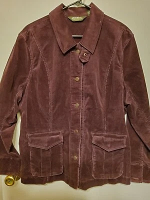 Chaqueta Eddie Bauer Pana Púrpura Abotonada Cuello Bolsillo Talla XXL Foto 1 de 4
