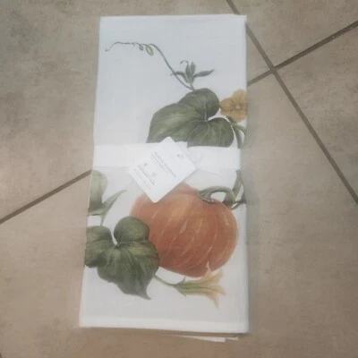 NEW S/2 Pottery Barn Rustic Pumpkin Kitchen Tea Hand Towels Fall Autumn - Image 1 of 4